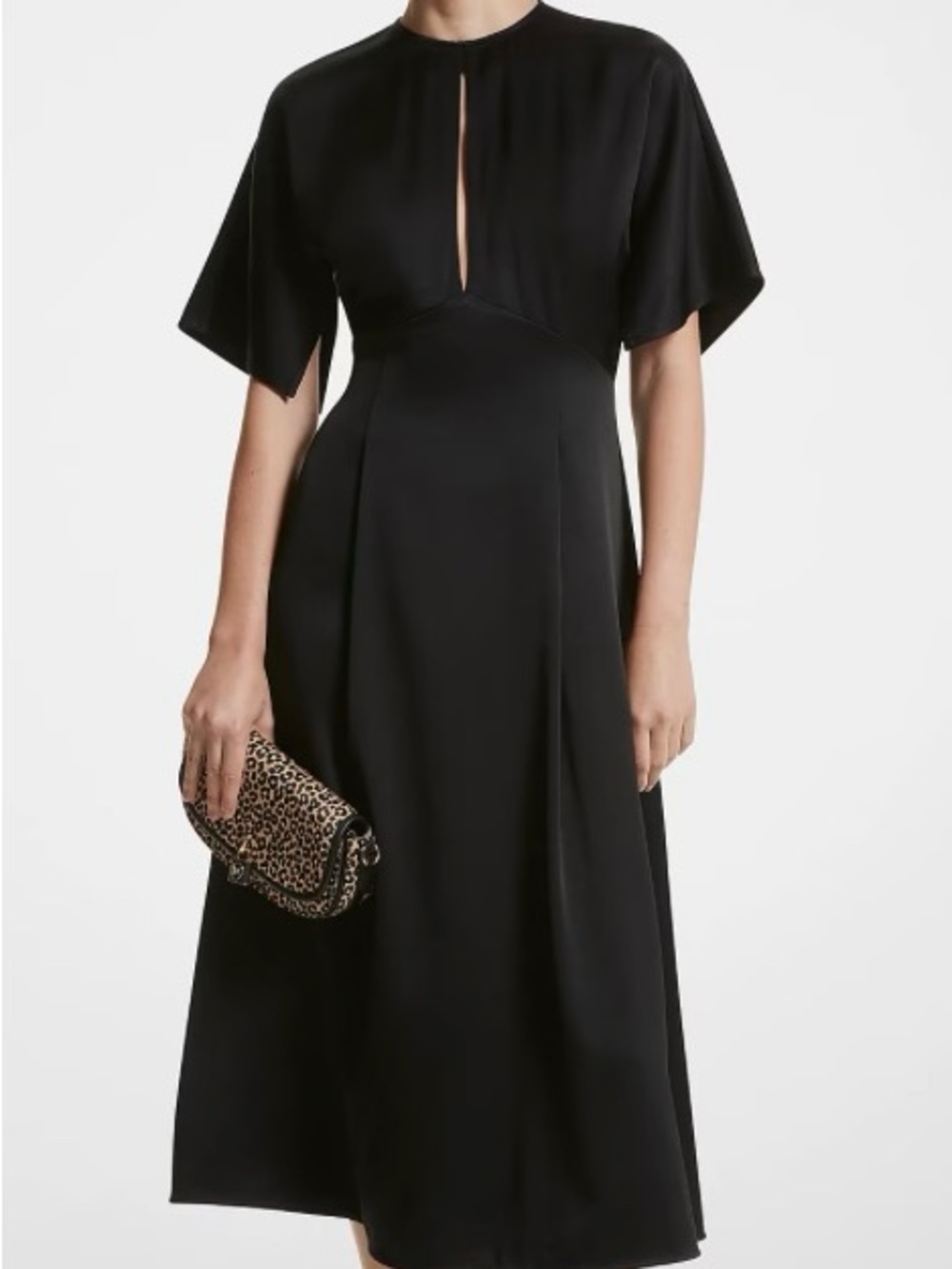 Michael Kors Black Satin Midi Dress